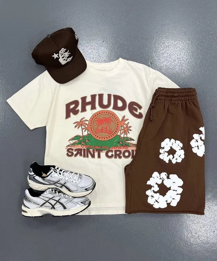 Rhude and Denim Tears T-Shirt And Shorts Co-Ord