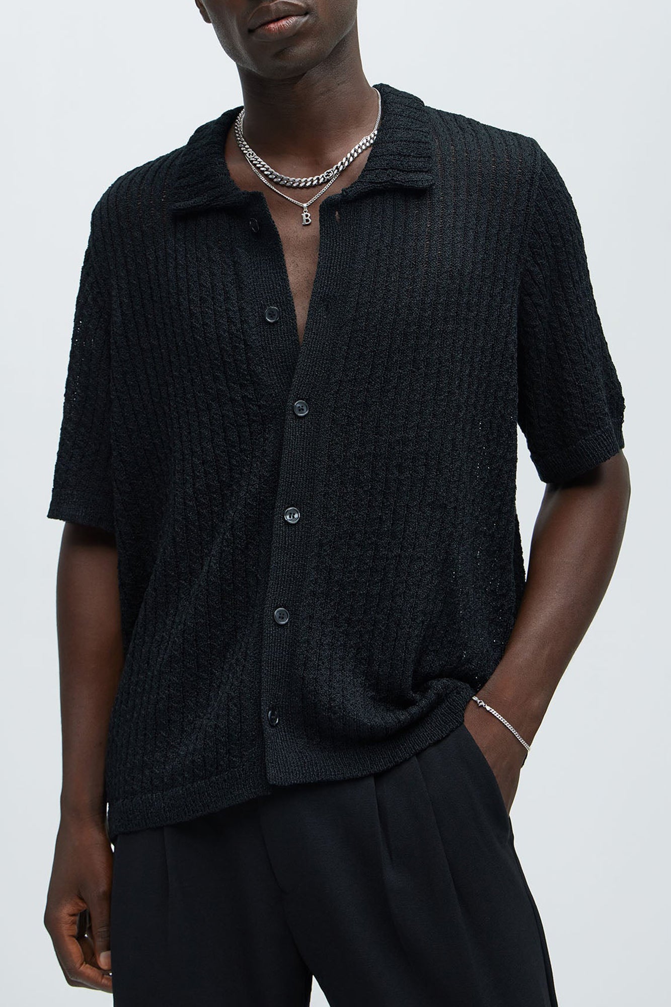 Link Textured Shirt - Black