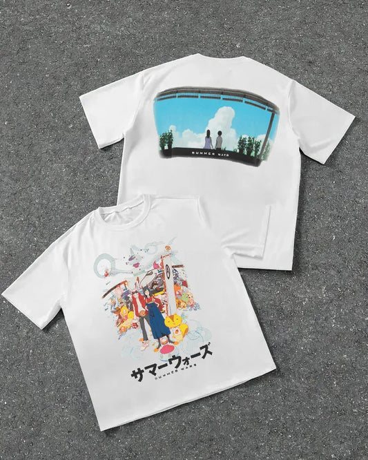 SANIT MXXXXXX Summer Wars Print Short Sleeve T-Shirt