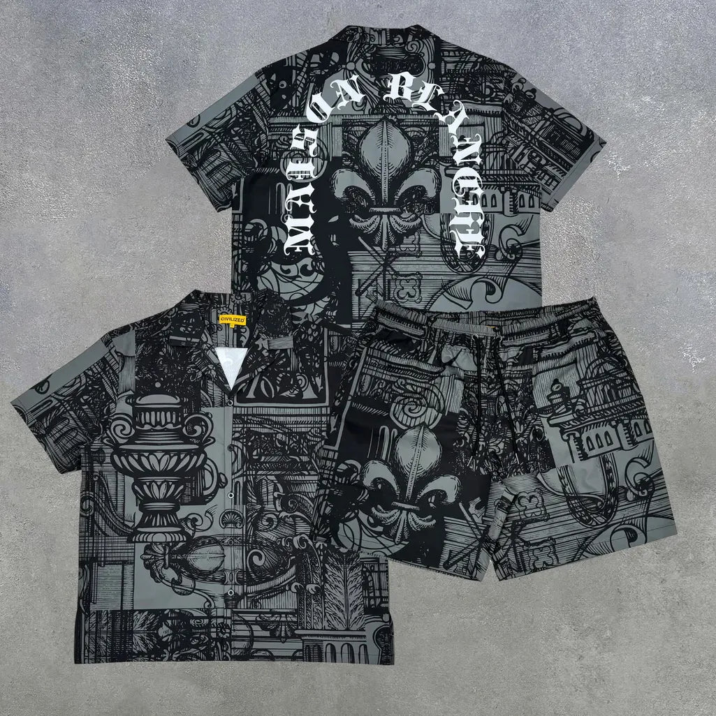 Civilized Tribal Print Shirt and Shorts Set