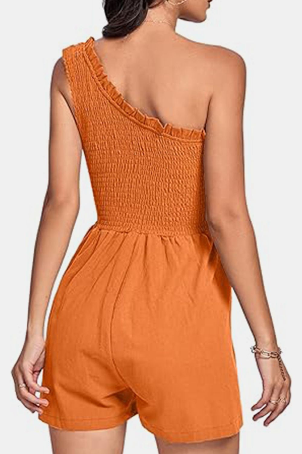 Smocked Single Shoulder Romper