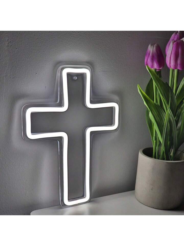 1PC White Cool Jesus Cross LED