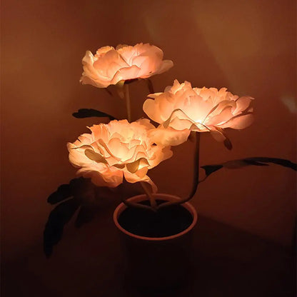 Metermall Solar LED Peony Flower Night Light Decorative Table Lamp