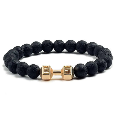 Natural Black Lava Stone Dumbbells Bracelet