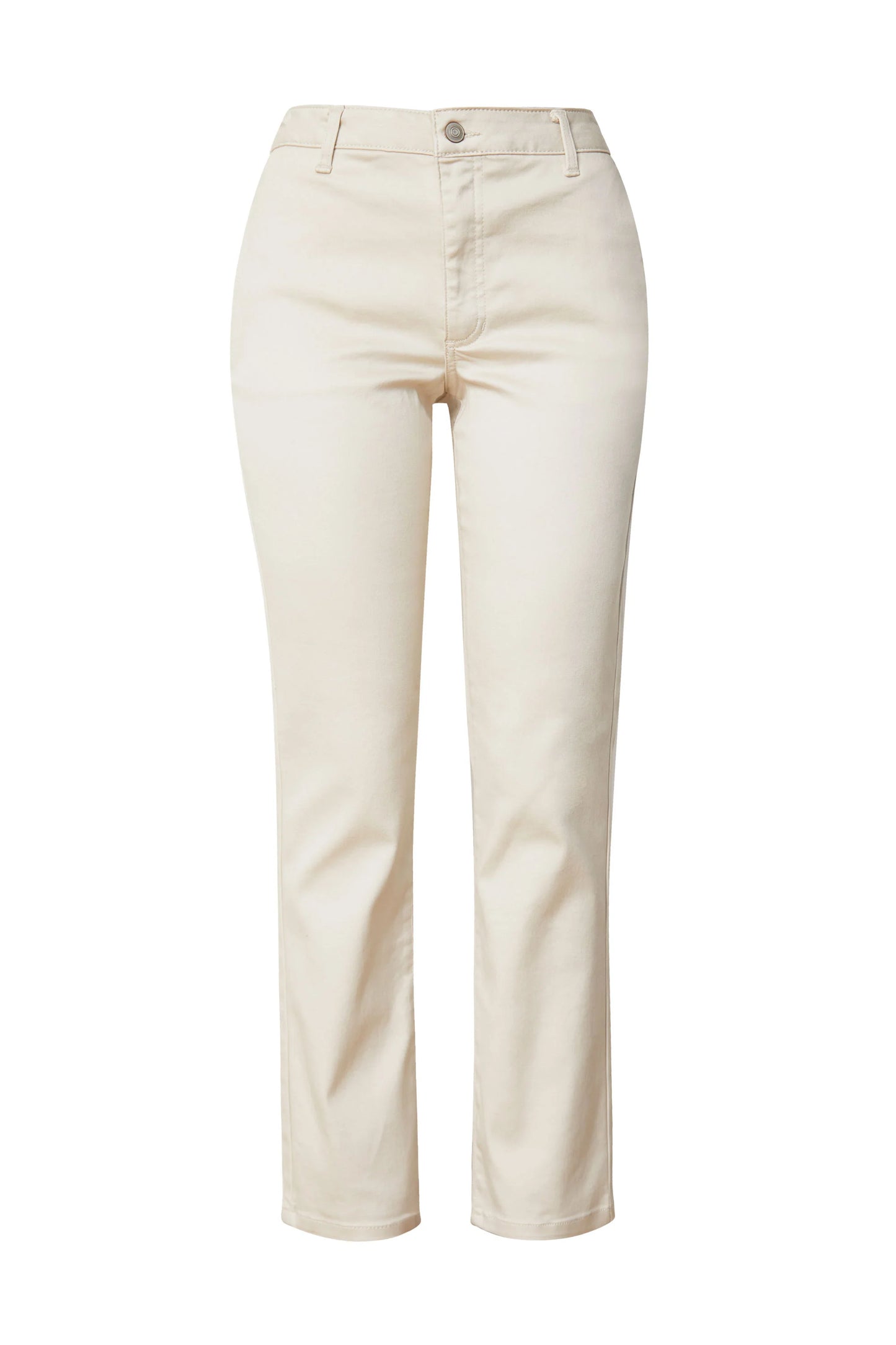 Beige Straight Twill Slim Fit Pants