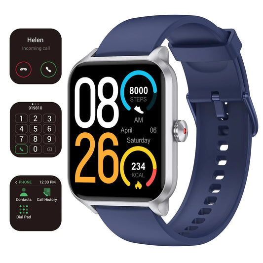 Smart Watch(Answer/Make Call) 1.69" Fitness Tracker with Heart Rate Blood Oxygen Monitor Sleep Monitor Health Tracker 100+ Sports Modes Step Counter IP68 Waterproof Fitness Watch for Android iOS