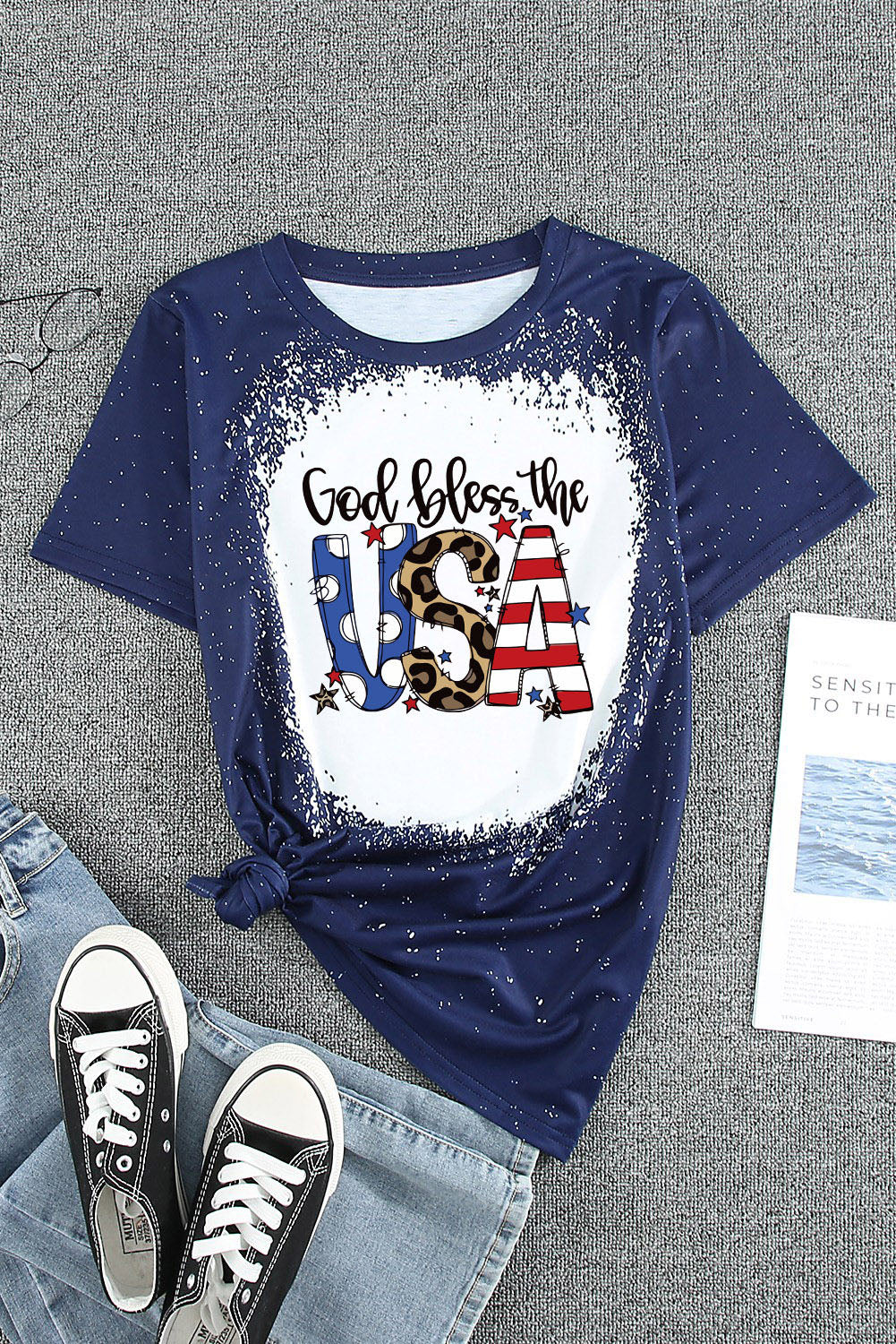 GOD BLESS THE USA Printed Tee Shirt