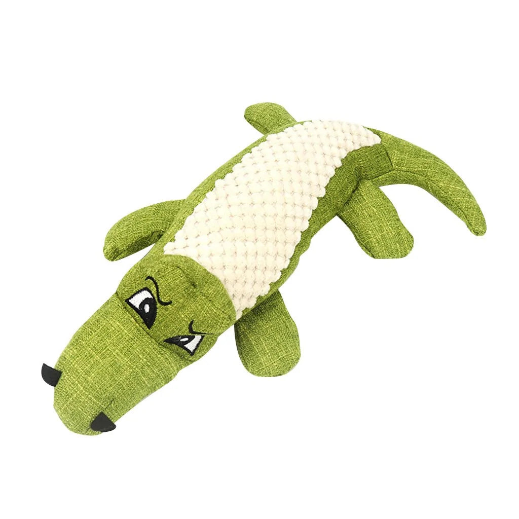 Linen Plush Crocodile Dog Toy: Squeaky Chew Toy for Cleaning Teeth, 1PC