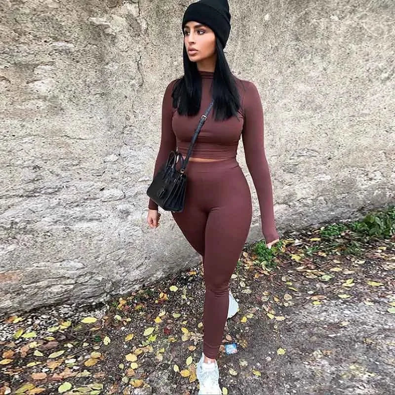 Women Sport Fitness 2 Two Piece Set Tracksuit