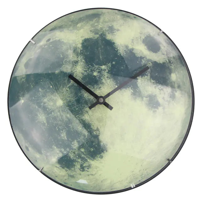 12-Inch Silent Moon Wall Clock with Curved Glass罩