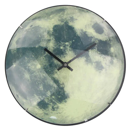12-Inch Silent Moon Wall Clock with Curved Glass罩