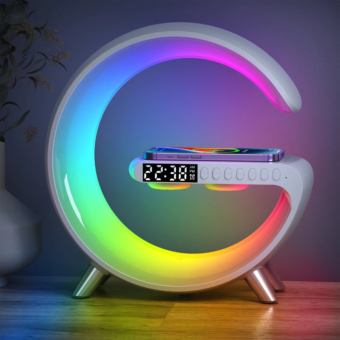 Design 15W Wireless Charger With Alarm Clock LED Light