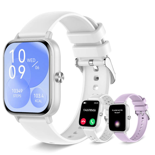 Lefitus Smart Watch for Women (Answer/Make Call) Fitness Tracker 1.8" Full Touchscreen with Heart Rate Sleep Monitor 100+ Sports Modes Step Tracker for Android iOS 3 Watch Bands White