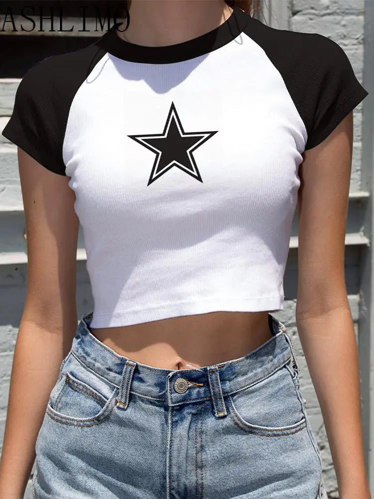 Female Y2K Clothes Star Tops