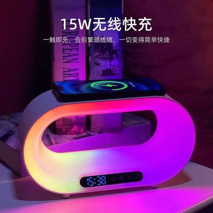 Wireless Charging Smart Speaker Alarm Clock with RGB Light