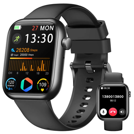 Smart Watch(Answer/Make Call) 1.83" Fitness Watches for Men Women with Heart Rate/Blood Oxygen Monitor Sleep Tracker Pedometer 120+ Sport Modes IP68 Waterproof Fitness Tracker for Android iPhone