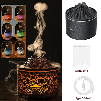 Volcano Fire Flame Air Humidifier Aroma Diffuser Essential Oil