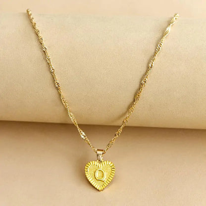 Initial Letter Heart Pendant Necklace