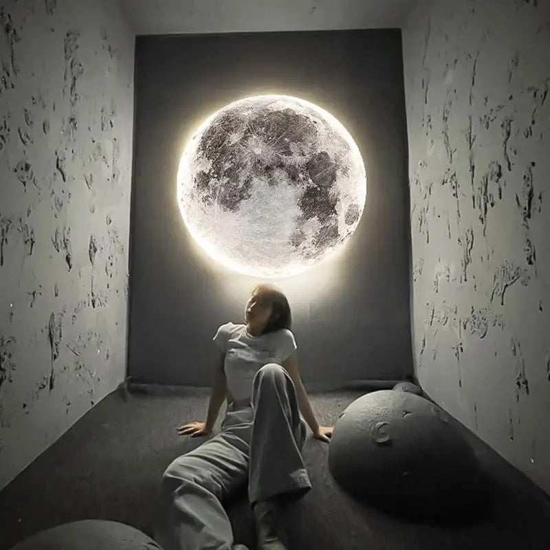 Moon Wall Lamp Modern LED Lights Remote Control Decoration For Bedroom Living Dining Room Wall Decor Modern Art Design Style