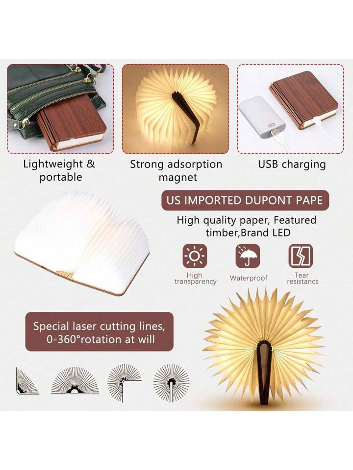 3 Colors Mini Folding Book Lamp