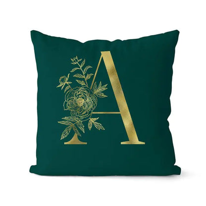 Green Pillowcase Gold Letters