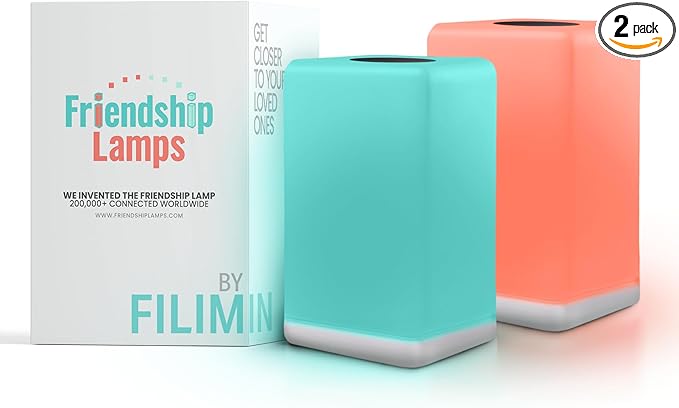 FriendLi Friendship Lamp® by Filimin - Subscription Required Wi-Fi LED Light for Long Distance Touch Lamp, Perfect Gift for Best Friend, Relationship, Family, Unique Gifts, Easy App Setup - Set of 2