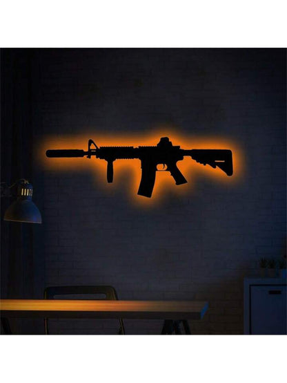 1pcs Acrylic Gun Neon Sign, Multicolor