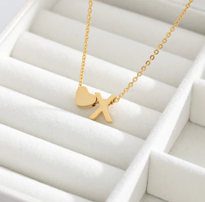 Letter Heart Initial Necklaces