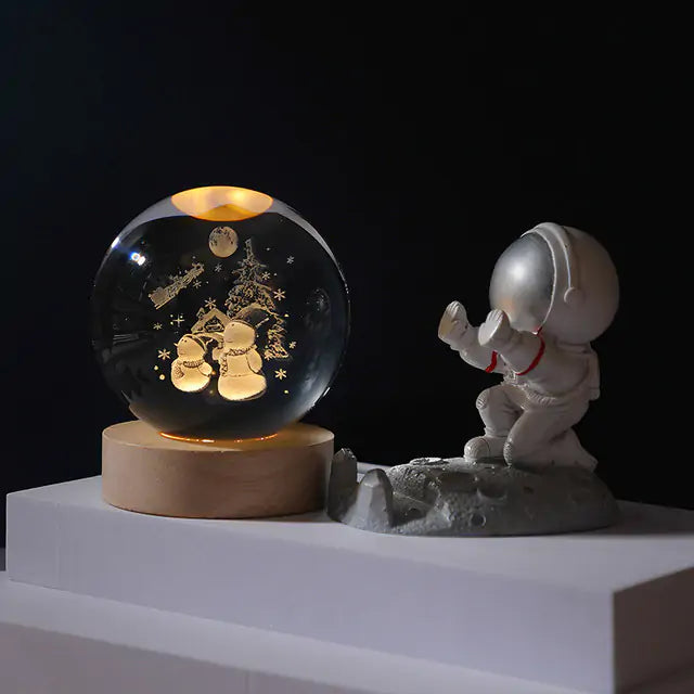 3D Laser Engraved Solar System Ball with LED Light Base