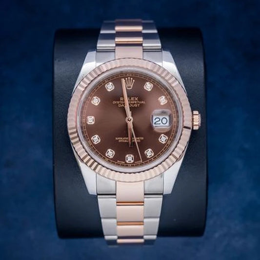 Rolex Datejust 41 - Steel & Rose Gold Oyster - Chocolate Diamond - No Card