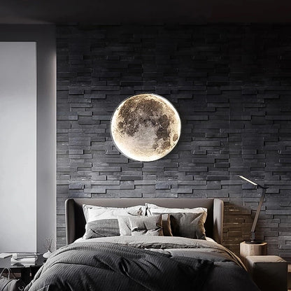 Moon Wall Lamp Modern LED Lights Remote Control Decoration For Bedroom Living Dining Room Wall Decor Modern Art Design Style