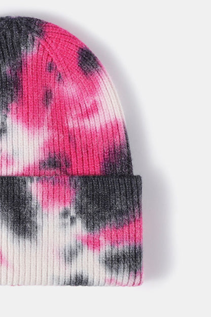 Tie-Dye Cuffed Rib-Knit Beanie Hat