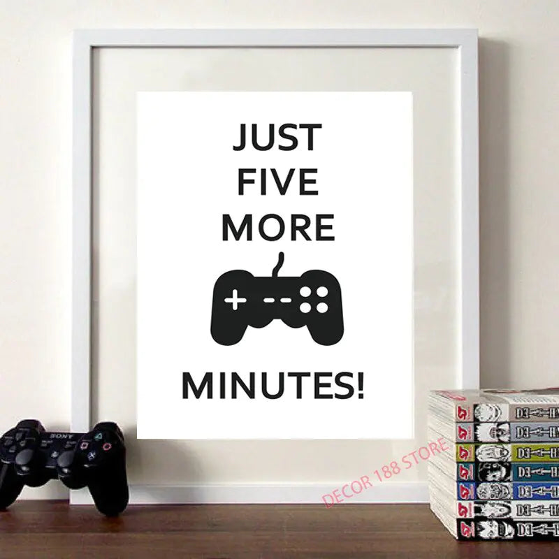 Video Game Prints Black White Posters Teen Boy Bedroom Decor