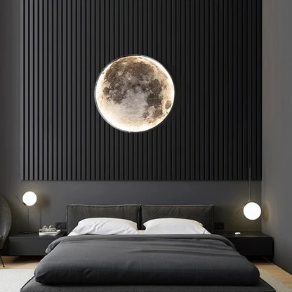 Moon Wall Lamp Modern LED Lights Remote Control Decoration For Bedroom Living Dining Room Wall Decor Modern Art Design Style