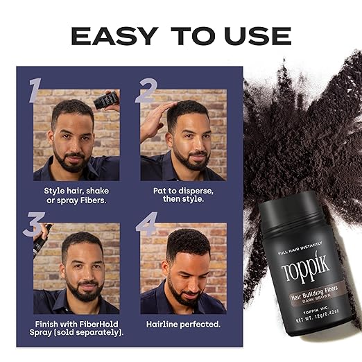 Toppik Hair Building Fibers, Fill In Fine or Thinning Hair Instantly Thicker, Fuller Looking Hair 9 Shades,4 size options