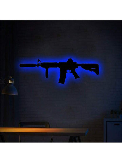 1pcs Acrylic Gun Neon Sign, Multicolor