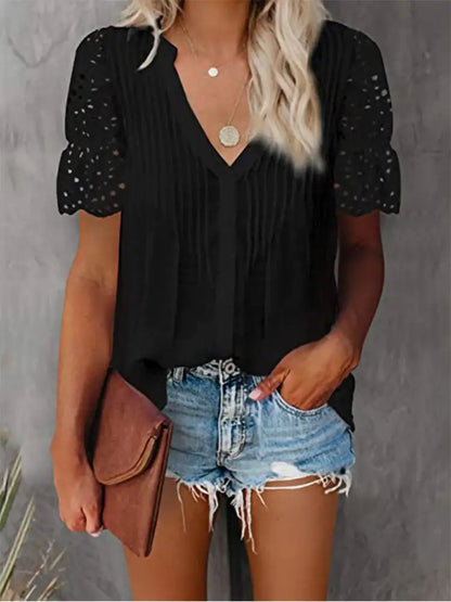 Shirt with Lace and V-neck Emily