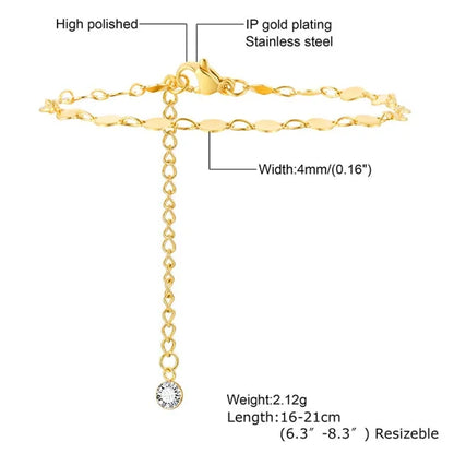 Ultra Thin Chain Link Cross Bracelet Stainless Steel Women's Adjustable Link Stacked Layered Chain Bracelets