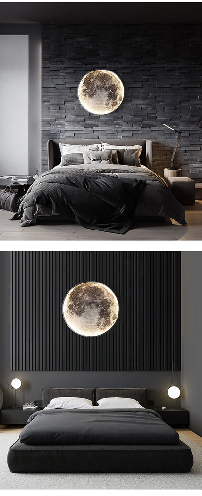 Moon Wall Lamp Modern LED Lights Remote Control Decoration For Bedroom Living Dining Room Wall Decor Modern Art Design Style