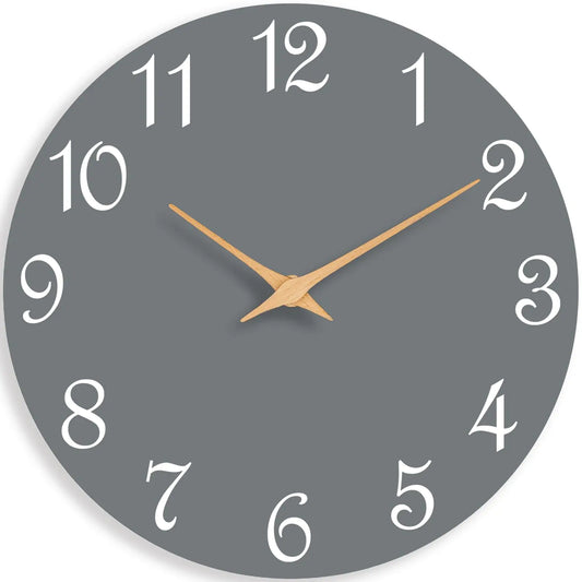 Roymnie Wall Clock 8 Inch Modern Wall Clocks Battery Operated Small Silent Non Ticking Clock Decorative for Kitchen Bathroom Bedroom Desk Bookshelf (Gray)