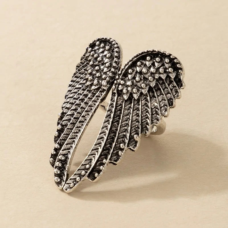 Vintage Silver Wings Metal Ring