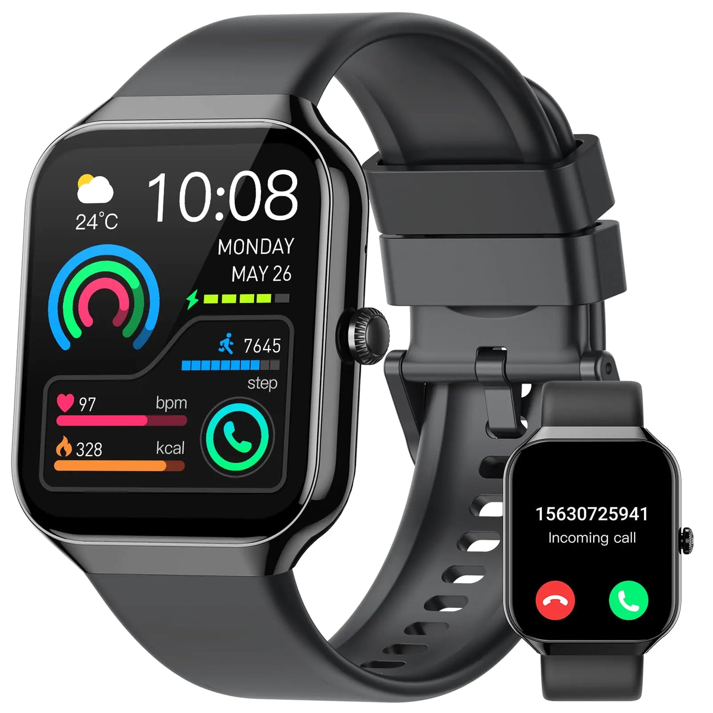 Smart Watch for Men Women (Answer/Make Call) 1.96"HD Smartwatch with Heart Rate/Sleep Monitor/Pedometer/Calories 113+ Sports Fitness Tracker Watch IP68 Waterproof Activity Tracker for Android iOS