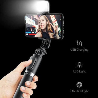 Wireless Bluetooth-compatible Selfie Stick Foldable Mini Tripod