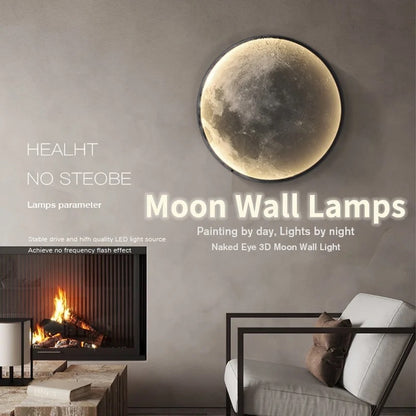 Moon Wall Lamp Modern LED Lights Remote Control Decoration For Bedroom Living Dining Room Wall Decor Modern Art Design Style