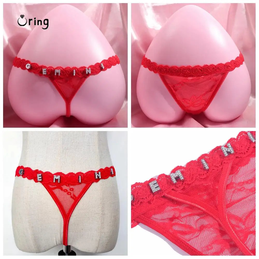 Custom Underwear Crystal Letters Personalised Thong