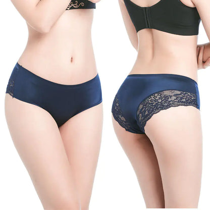 Sexy Ice Silk Women's Lace Thong Panties
