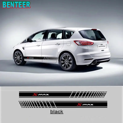 2pcs/lot Car Side Decal Stripes Stickers Flag Graphi For Ford Smax S-max Car Accessories