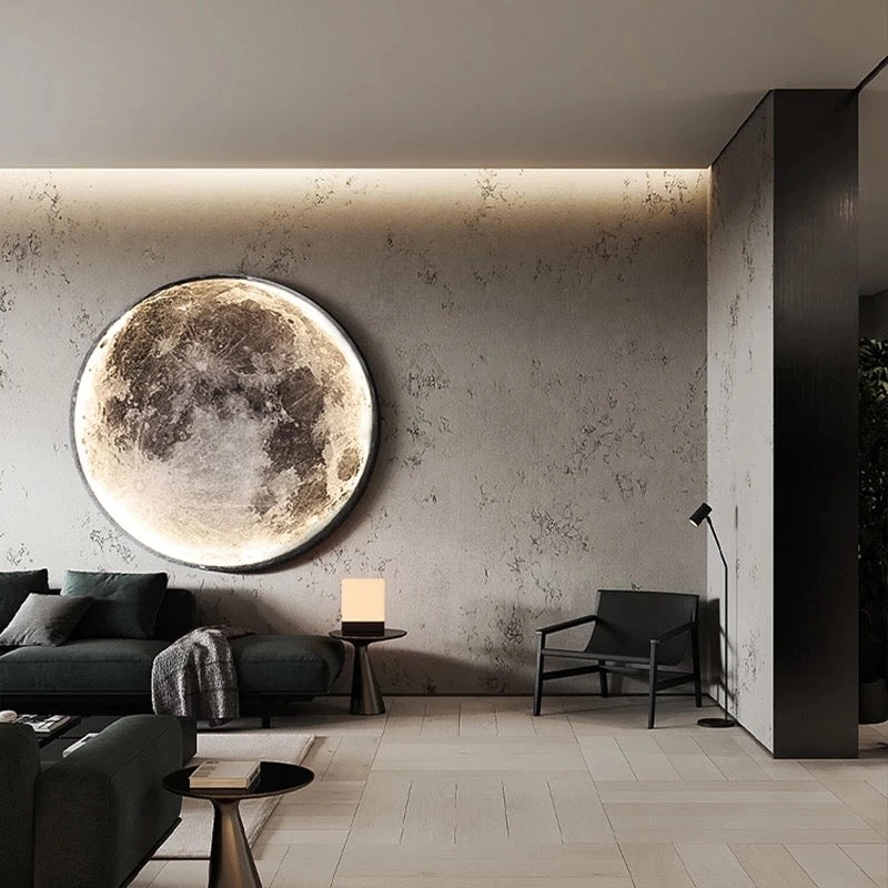 Moon Wall Lamp Modern LED Lights Remote Control Decoration For Bedroom Living Dining Room Wall Decor Modern Art Design Style