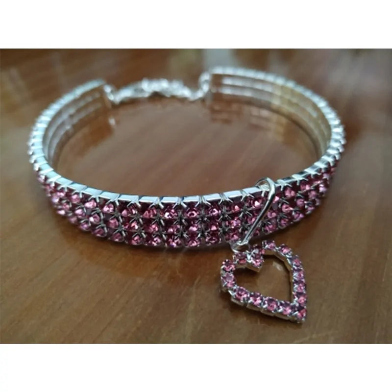 Heart-Shaped Whinestone Dog Collar