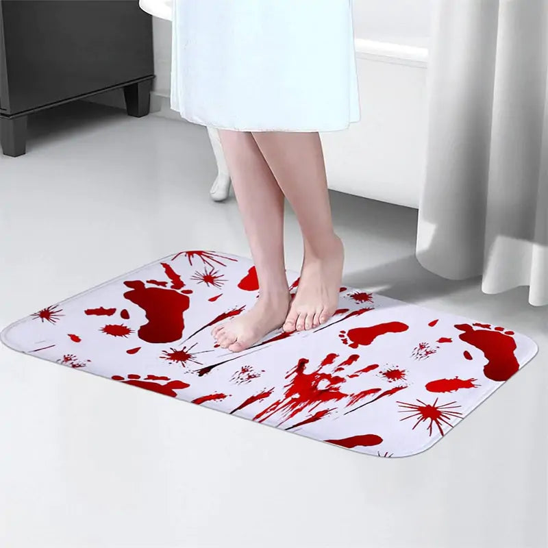 Halloween Blood Footprint Door Mat